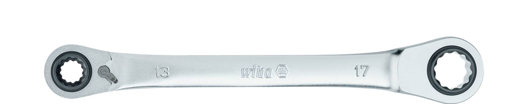 Clé à cliquet double 4 en 1 - réversible - Ouv 10 13 17 19 mm - avec 72 dents I multi-cliquet - WIHA - 45421