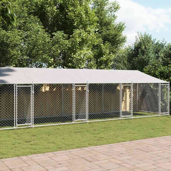 Chenil d’Élevage 5 Boxes Acier Galvanisé avec Toit Jardin 10x2x2m – ComfortXL Outdoor Living