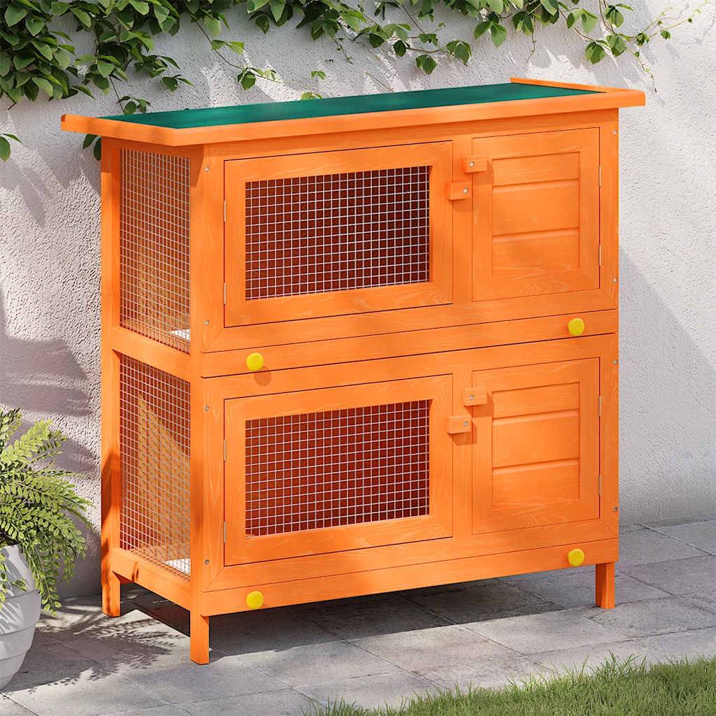 Clapier d'extérieur Cage animaux petits 4 portes Bois vidaXL 273759