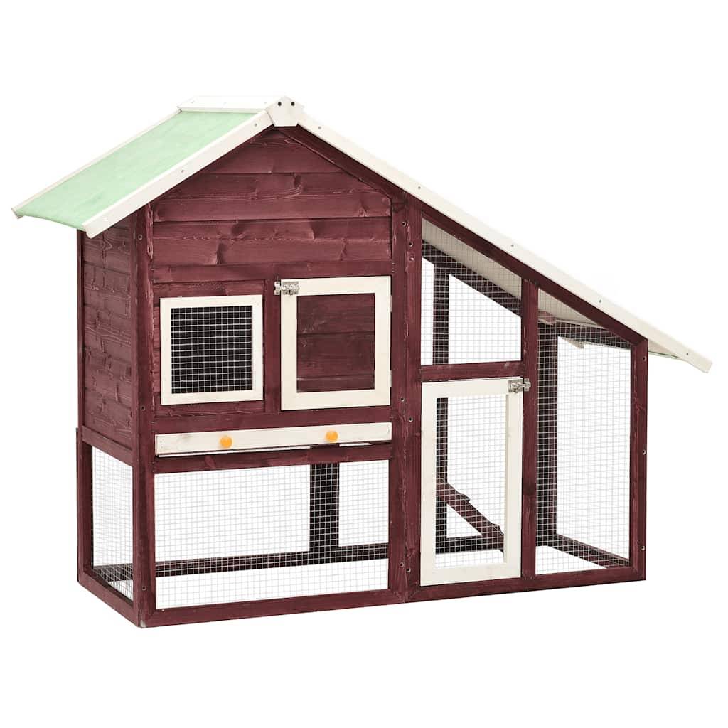 Clapier Moka et blanc 140x63x120 cm Bois de sapin massif vidaXL 170870