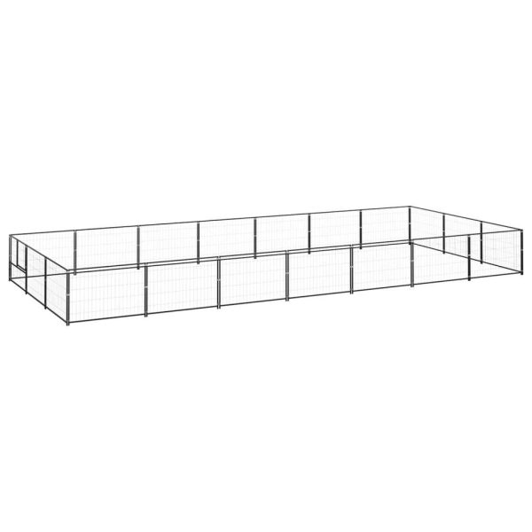 Chenil extérieur cage enclos parc animaux chien noir 21 m² acier
