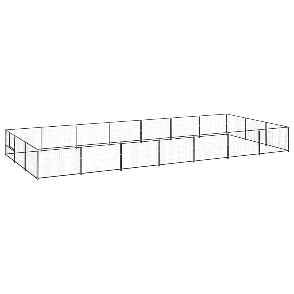 Chenil extérieur cage enclos parc animaux chien noir 21 m² acier