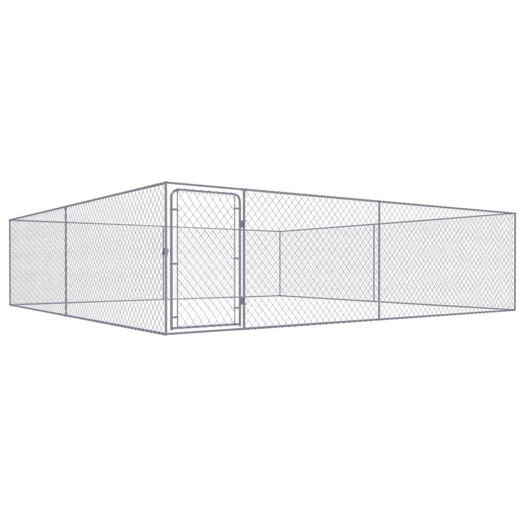 Chenil extérieur cage enclos parc animaux chien extérieur pour chiens acier galvanisé 4 x 4 x 1 m