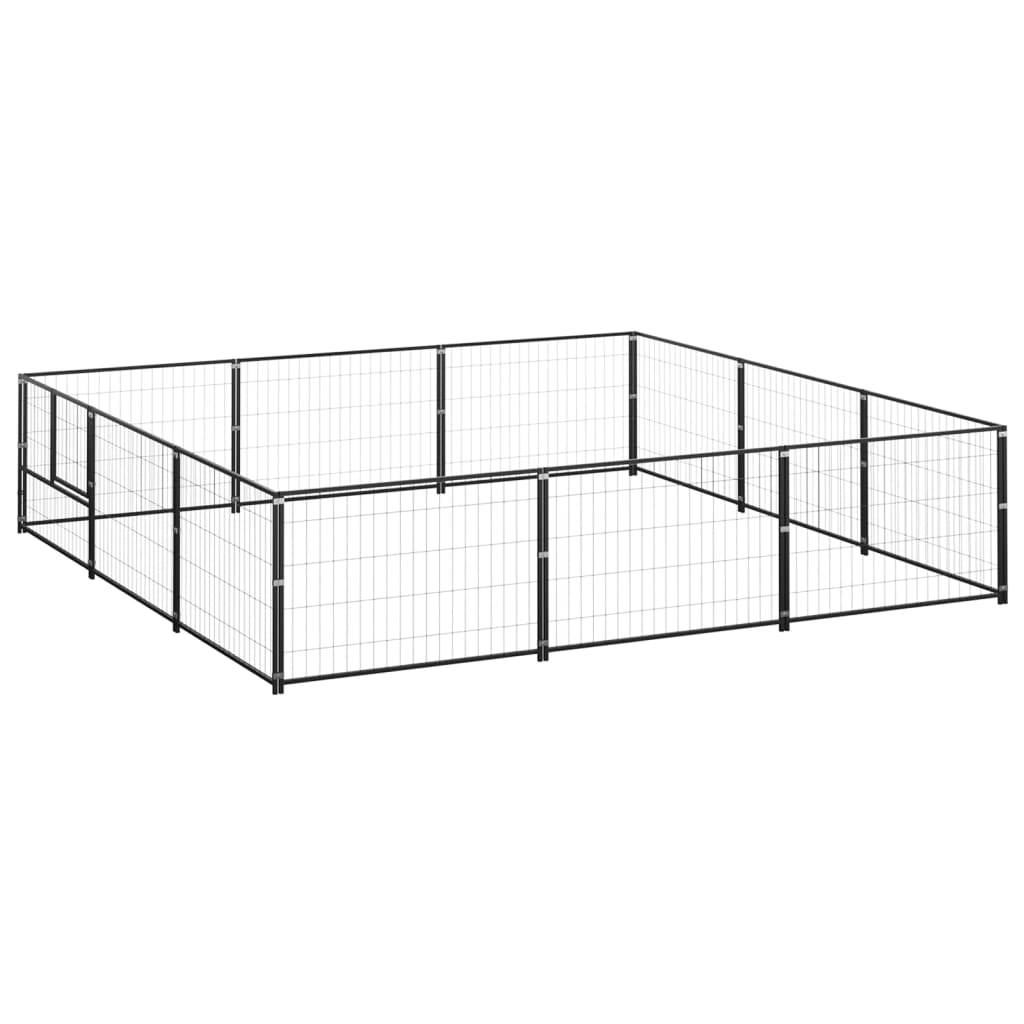 Chenil Chien Extérieur Acier Robuste Parc de Jeu pour Jardin Noir 9 m² – ComfortXL Outdoor Living