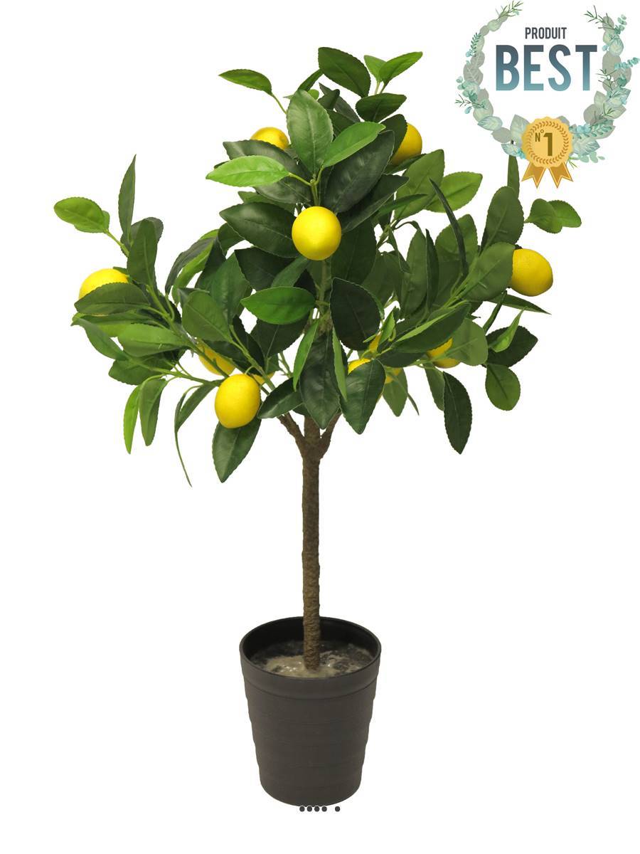 Citronnier en pot artificiel avec fruits H 70 cm 12 citrons factices - dimhaut: H 70 cm - couleur: Jaune citron