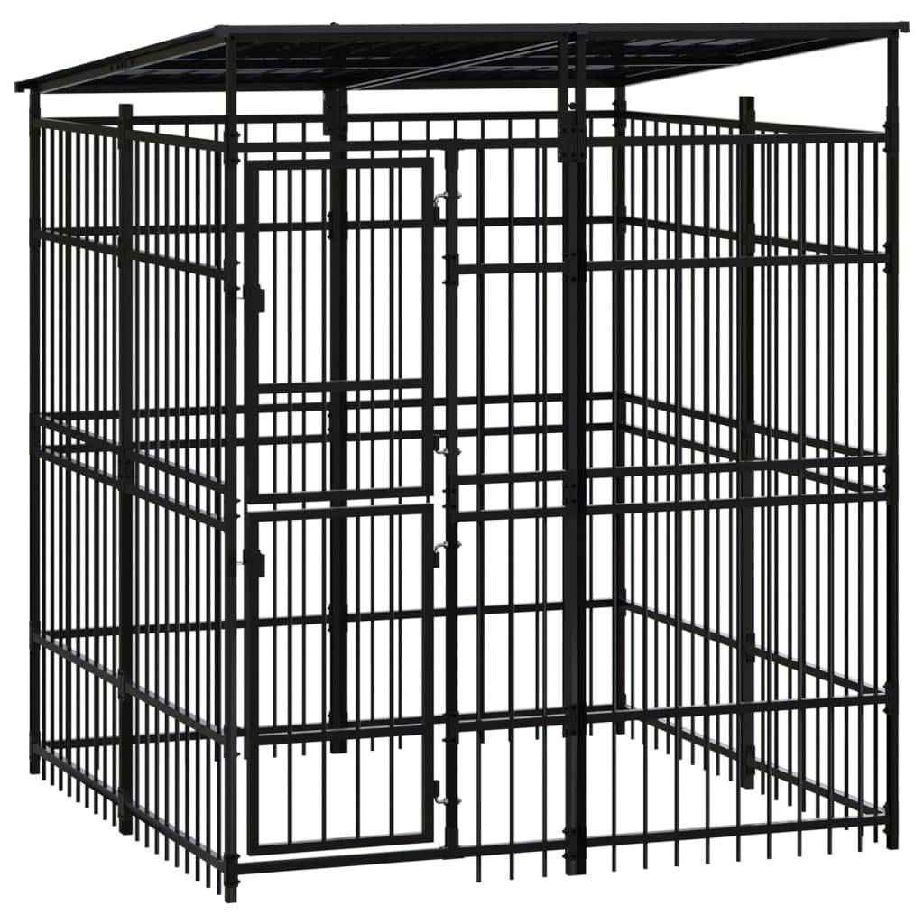 Chenil d'extérieur avec toit pour chiens Acier 3,69 m² vidaXL 3097965