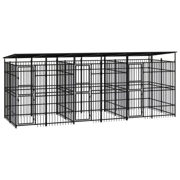 Chenil d’extérieur avec toit pour chiens Acier 11,06 m² vidaXL 3098015