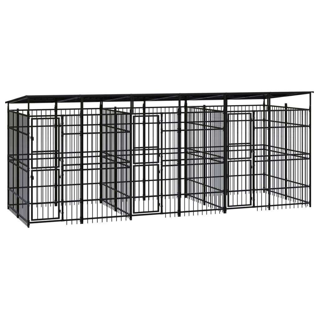 Chenil d'extérieur avec toit pour chiens Acier 11,06 m² vidaXL 3098015