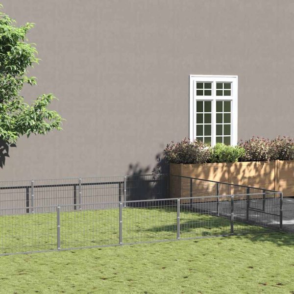 Chenil Argenté 24 m² Acier vidaXL 3082152