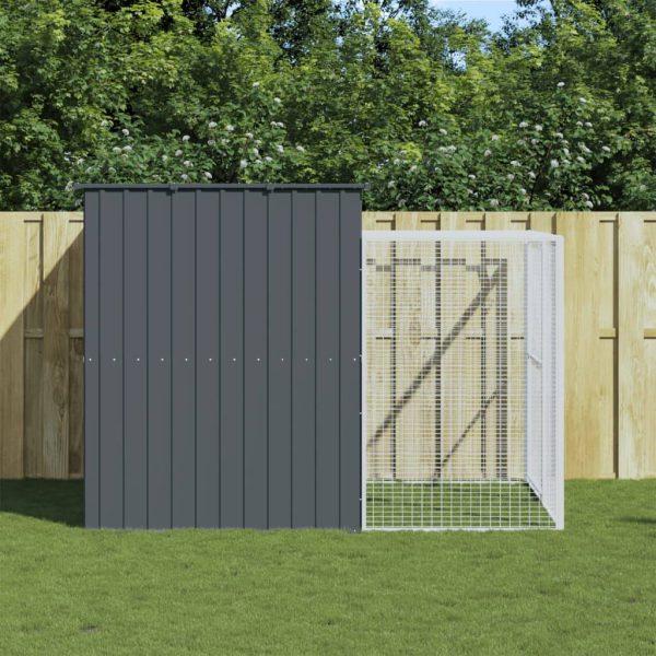 Chenil pour chien en acier galvanisé avec enclos pour jardin anthracite 214x253x181 cm – ComfortXL Pet Living