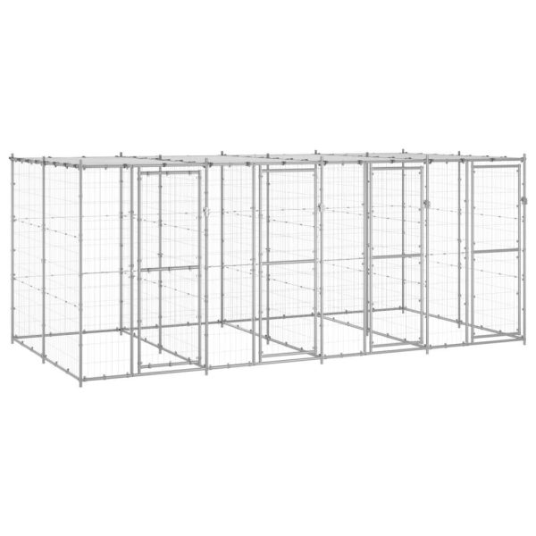 Chenil extérieur cage enclos parc animaux chien extérieur acier galvanisé avec toit 9,68 m²
