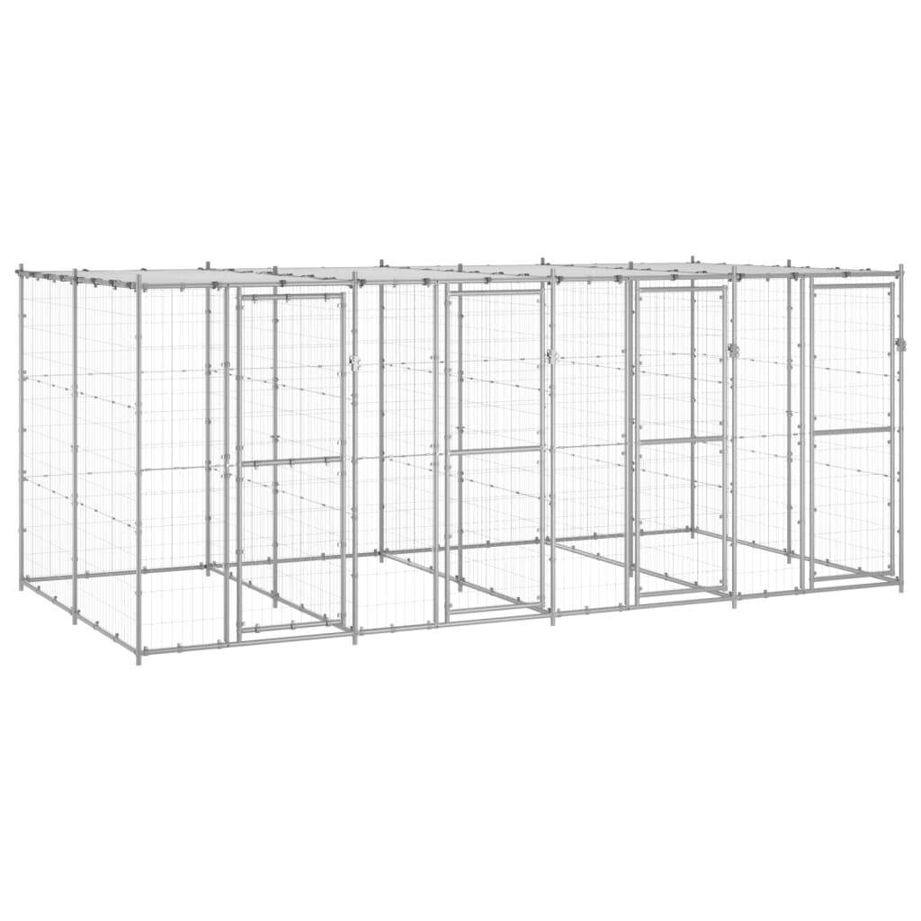 Chenil extérieur cage enclos parc animaux chien extérieur acier galvanisé avec toit 9,68 m²
