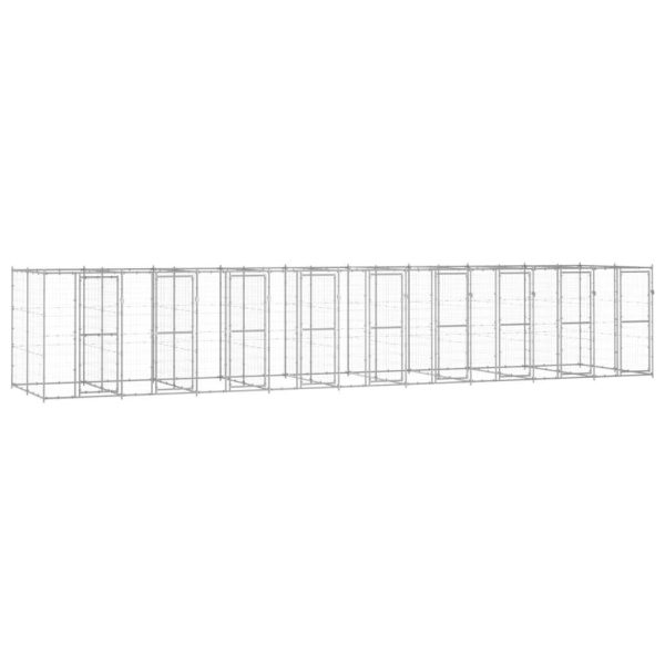 Chenil extérieur cage enclos parc animaux chien extérieur acier galvanisé 21,78 m²