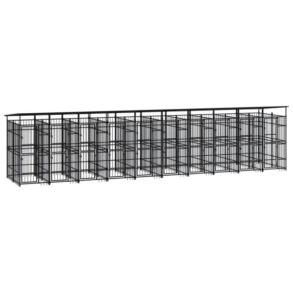 Chenil extérieur XXL acier avec toit 18,43 m² jardin Noir – ComfortXL Outdoor Living