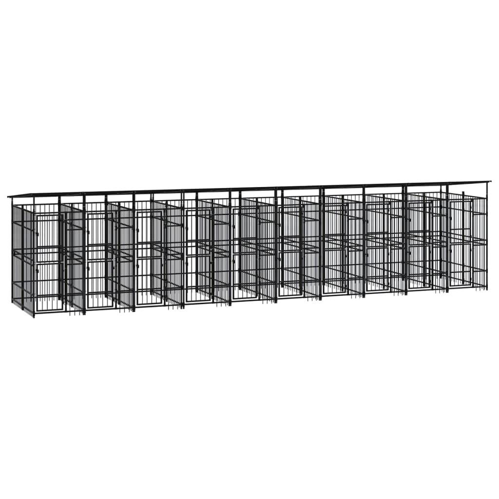 Chenil extérieur XXL acier avec toit 18,43 m² jardin Noir – ComfortXL Outdoor Living