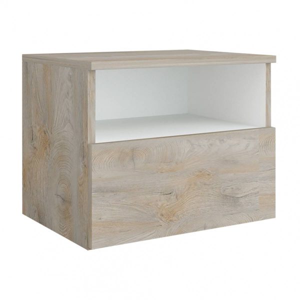 Chevet 1 Tiroir Blanc et Effet Bois Clair – NINO LIGHT Chevet 1 Tiroir Blanc et Effet Bois Clair – NINO LIGHT