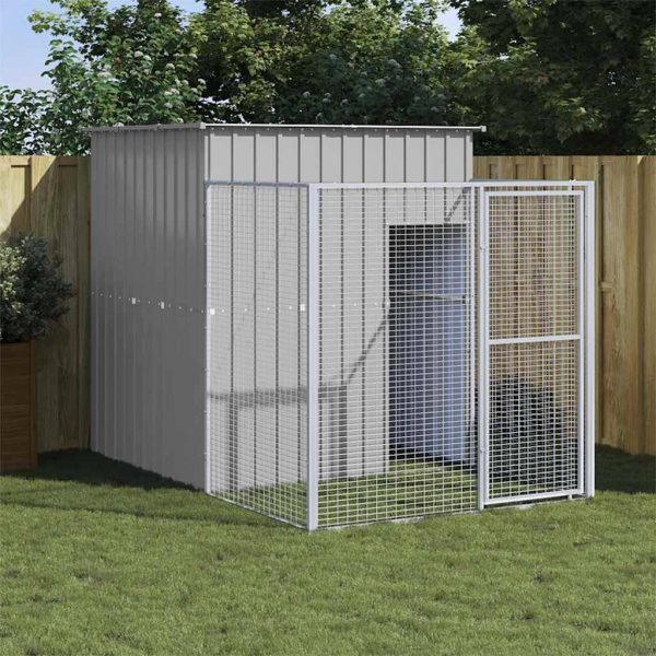 Chenil pour chien avec enclos grillagé acier galvanisé Gris clair – ComfortXL Pet Living