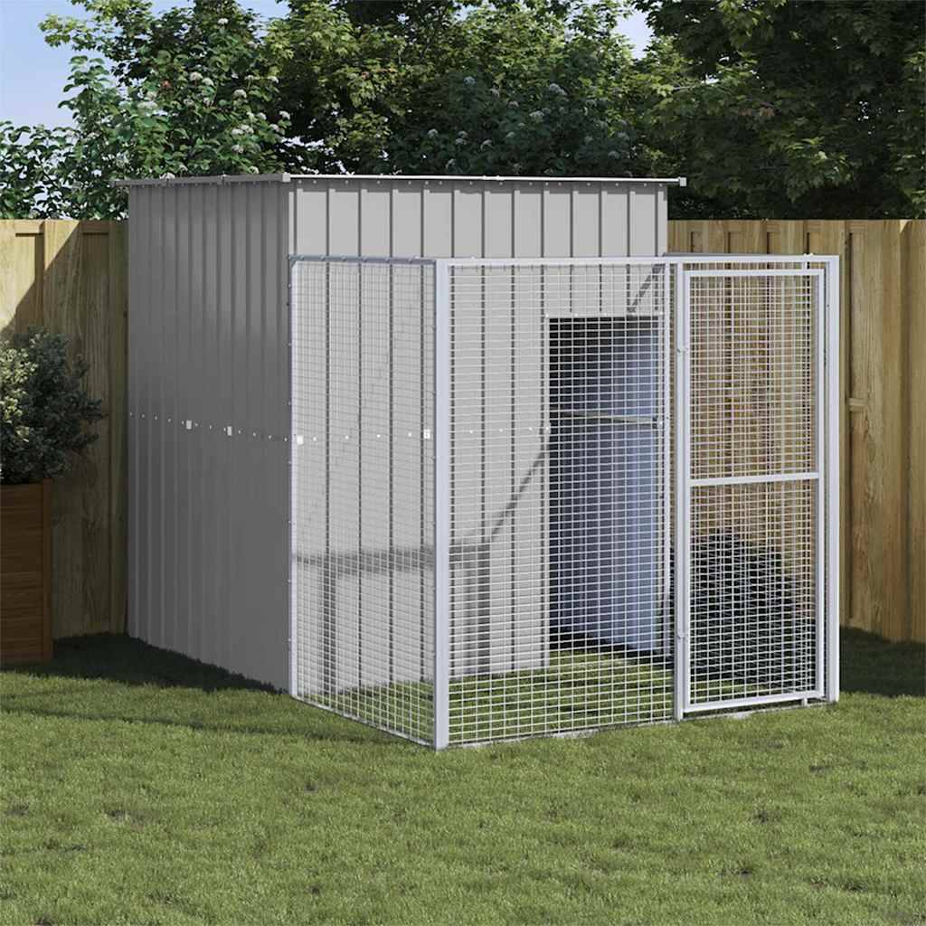 Chenil pour chien avec enclos grillagé acier galvanisé Gris clair – ComfortXL Pet Living