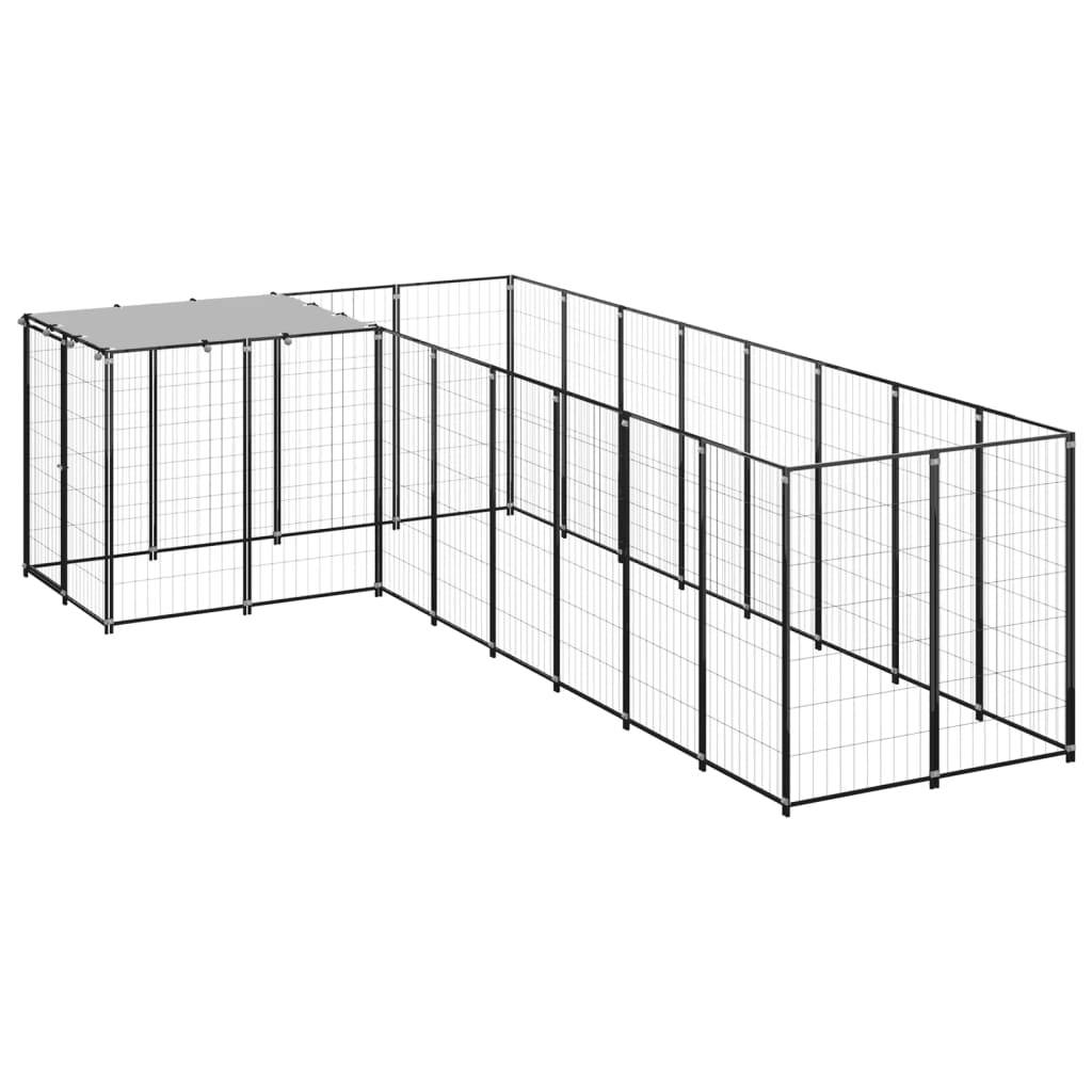 Chenil extérieur 6,05 m² acier avec toit de protection pour jardin Noir – ComfortXL Outdoor Living