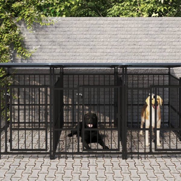 Chenil d’extérieur avec toit pour chiens Acier 7,51 m² vidaXL 3124591