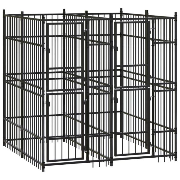 Chenil extérieur pour chien 3,69 m² en acier à barreaux pour jardin Noir – ComfortXL Outdoor Living Chenil extérieur pour chien 3,69 m² en acier à barreaux pour jardin Noir – ComfortXL Outdoor Living