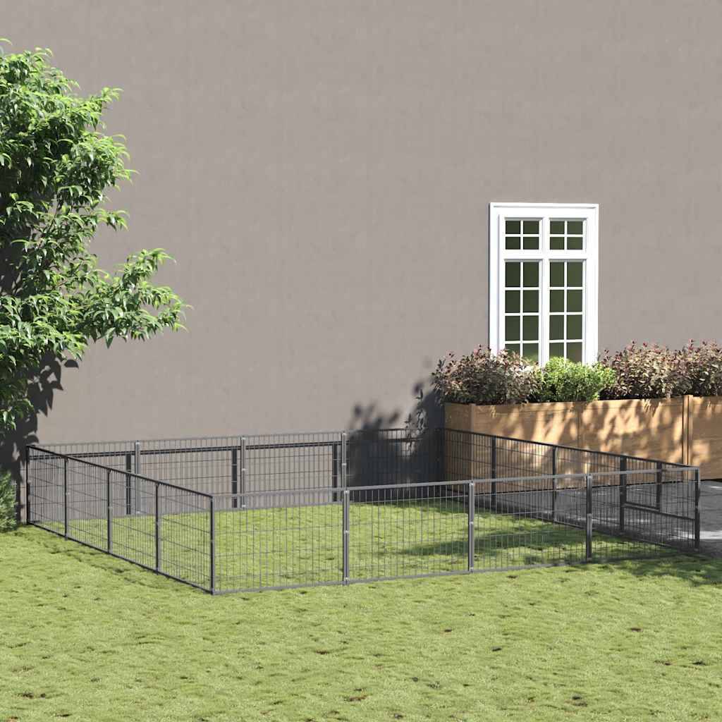 Chenil Argenté 16 m² Acier vidaXL 3082150