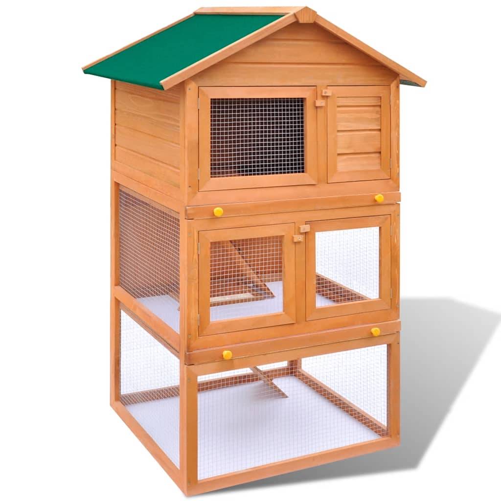 Clapier d'extérieur Cage en bois 3 niveaux vidaXL 273757