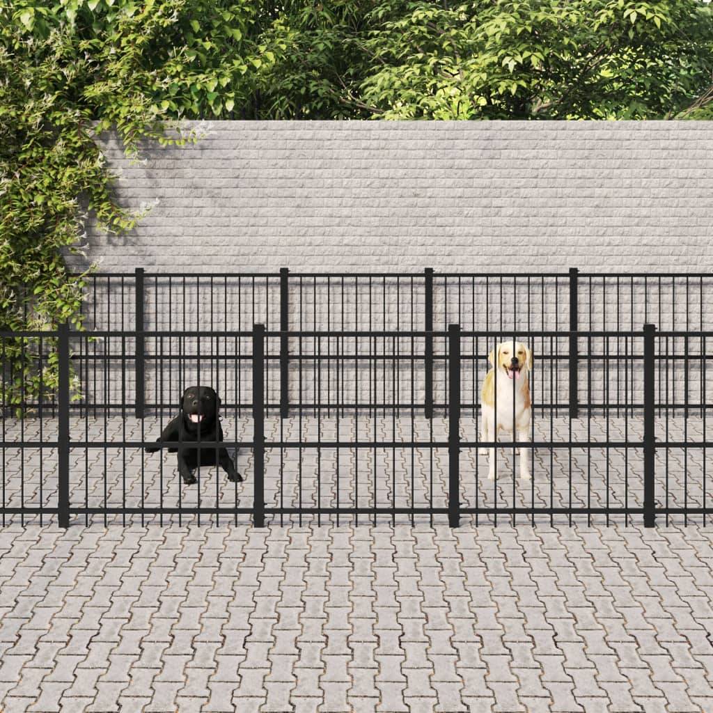 Chenil d'extérieur pour chiens Acier 22,58 m² vidaXL 3124621