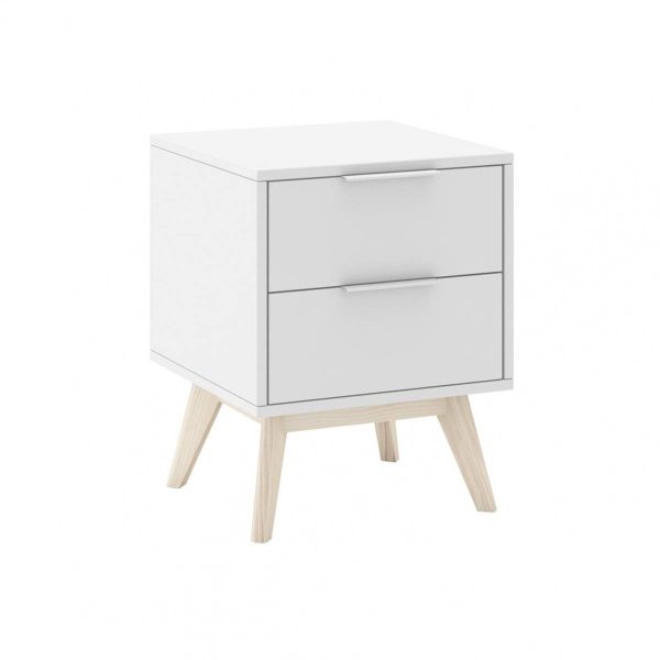 Chevet Scandinave 2 Tiroirs Pin Massif Naturel et Blanc – LAUPELL Chevet Scandinave 2 Tiroirs Pin Massif Naturel et Blanc – LAUPELL