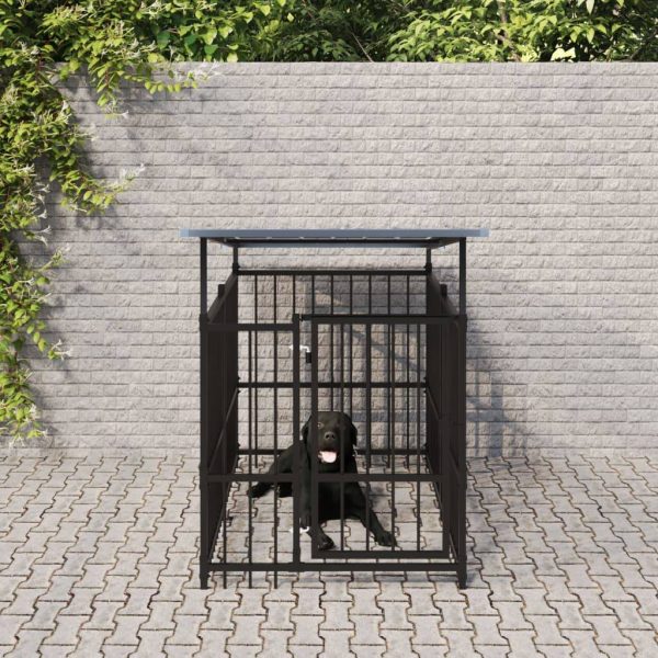 Chenil d’extérieur avec toit pour chiens Acier 1,88 m² vidaXL 3124588