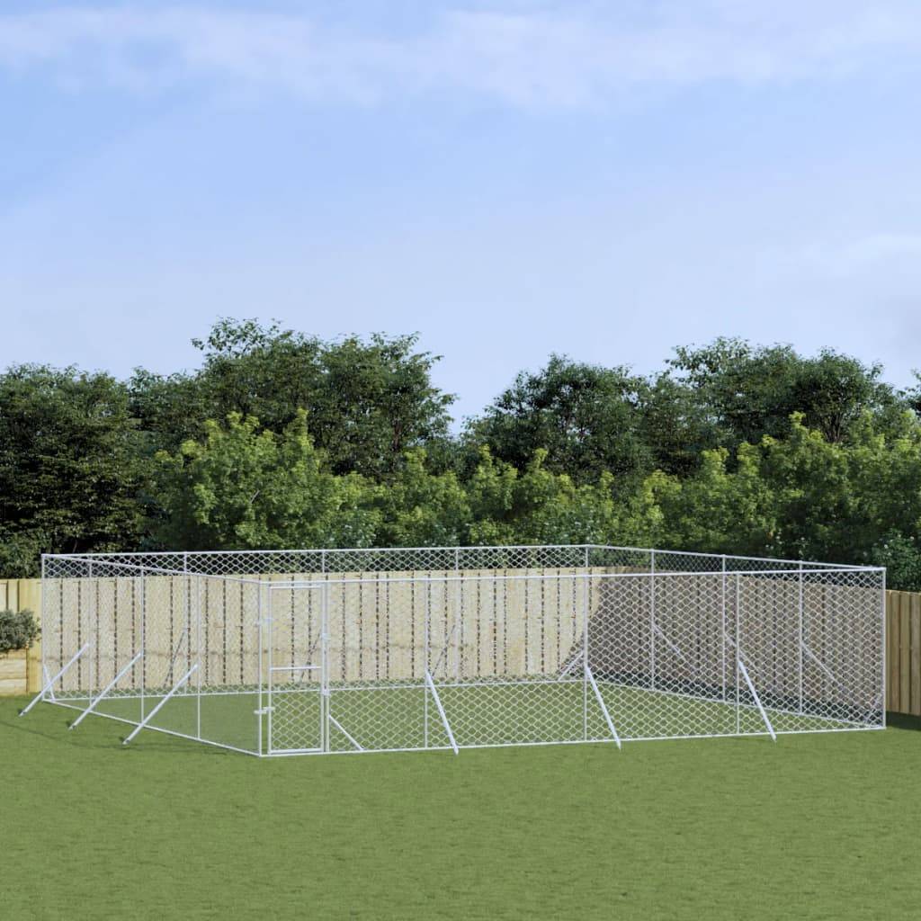 Chenil Extérieur Acier Galvanisé pour Chiens et Animaux Jardin 8x8x2 m – ComfortXL Outdoor Living