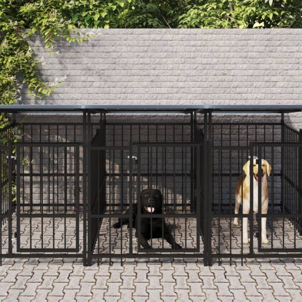 Chenil d’extérieur avec toit pour chiens Acier 15,02 m² vidaXL 3124595 Chenil d’extérieur avec toit pour chiens Acier 15,02 m² vidaXL 3124595