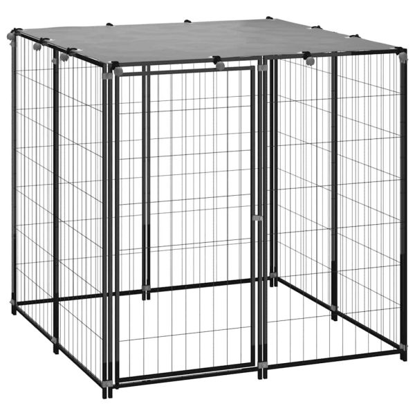 Chenil Noir 110x110x110 cm Acier vidaXL 150781