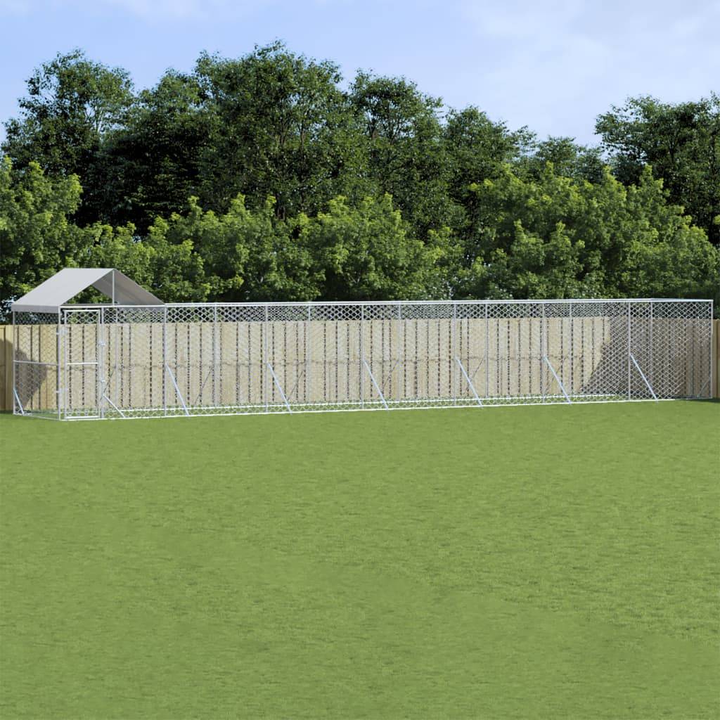 Chenil extérieur pour chien en acier galvanisé avec toit pour jardin 14x2x2,5 m – ComfortXL Outdoor Living
