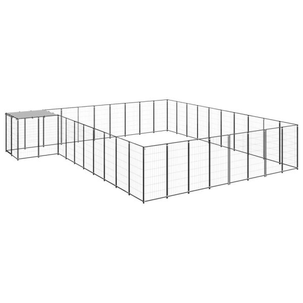 Chenil extérieur cage enclos parc animaux chien 25,41 m² acier noir