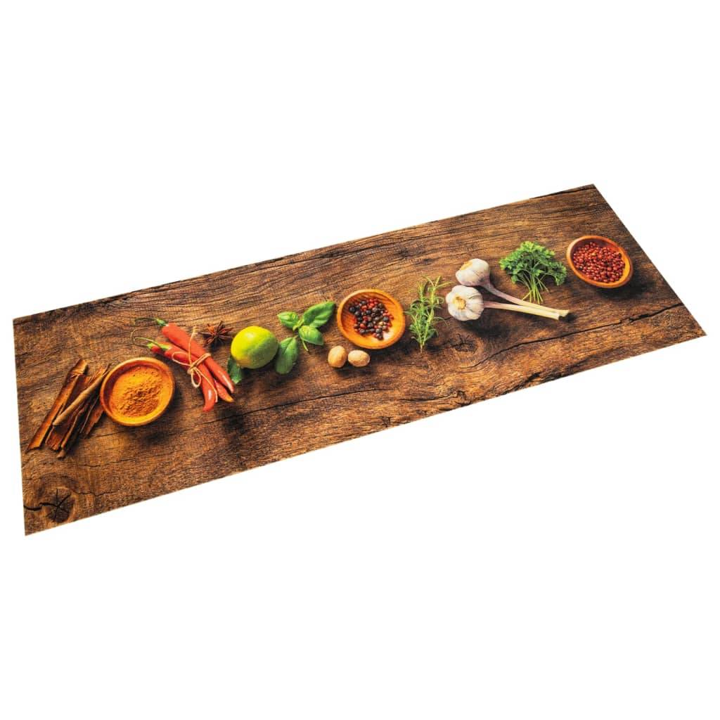 Chemin de Cuisine Long en Velours Lavable en Machine Motif Épices Absorbant Brun 60x300 cm – ComfortXL Outdoor Living