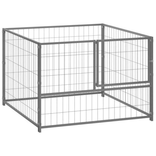 Chenil extérieur cage enclos parc animaux chien argenté 100 x 100 x 70 cm acier Chenil extérieur cage enclos parc animaux chien argenté 100 x 100 x 70 cm acier