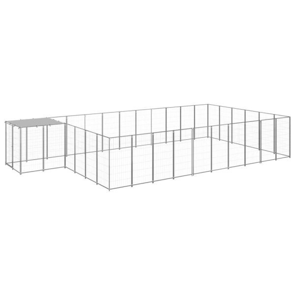 Chenil Argenté 19,36 m² Acier vidaXL 3082222 Chenil Argenté 19,36 m² Acier vidaXL 3082222