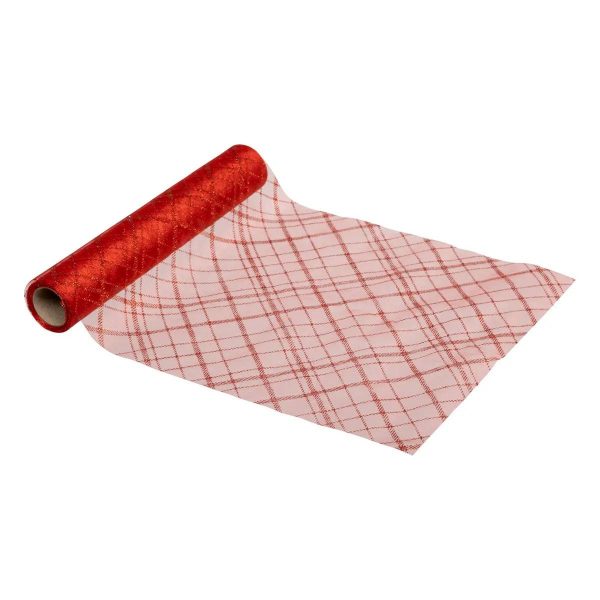 Chemin de Table en Tissu «Carreaux» 28x500cm Rouge Chemin de Table en Tissu «Carreaux» 28x500cm Rouge