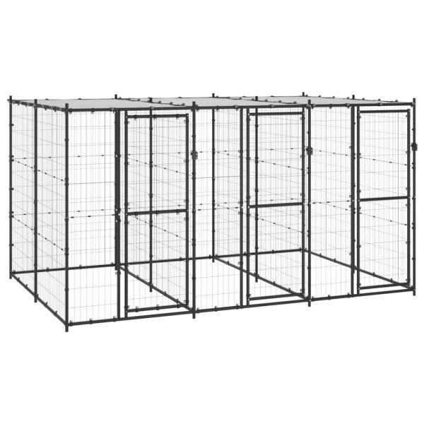 Chenil extérieur cage enclos parc animaux chien extérieur acier avec toit 7,26 m²