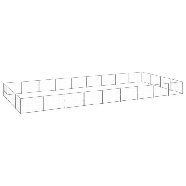 Chenil extérieur cage enclos parc animaux chien argenté 36 m² acier Chenil extérieur cage enclos parc animaux chien argenté 36 m² acier
