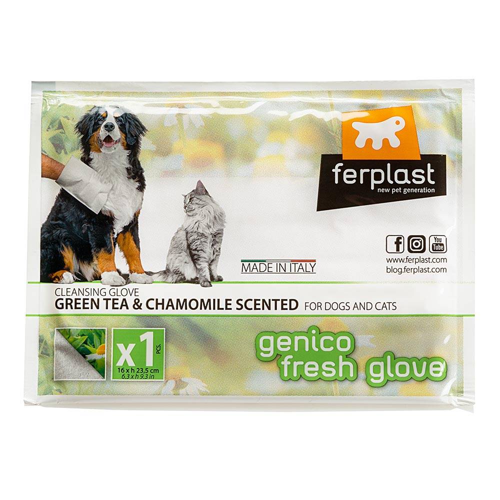 Chiffon de nettoyage GENICO FRESH GLOVE pour l'Hygiène des Chiens et Chats, Gant Humide, sans Rinçage, ne Modifie pas le pH