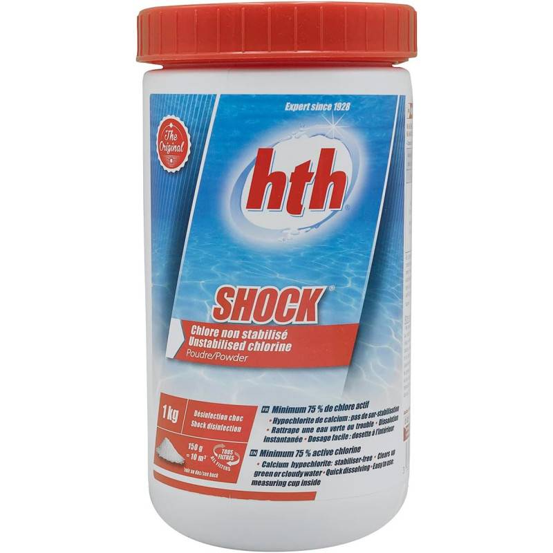 Hypochlorite de calcium - Chlore choc hth® SHOCK poudre 1 kg -