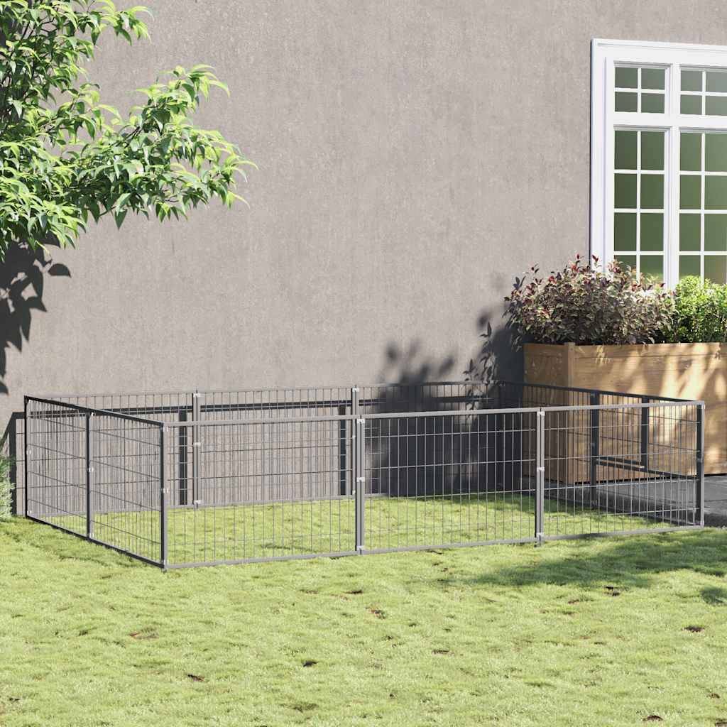 Chenil Argenté 6 m² Acier vidaXL 3082119