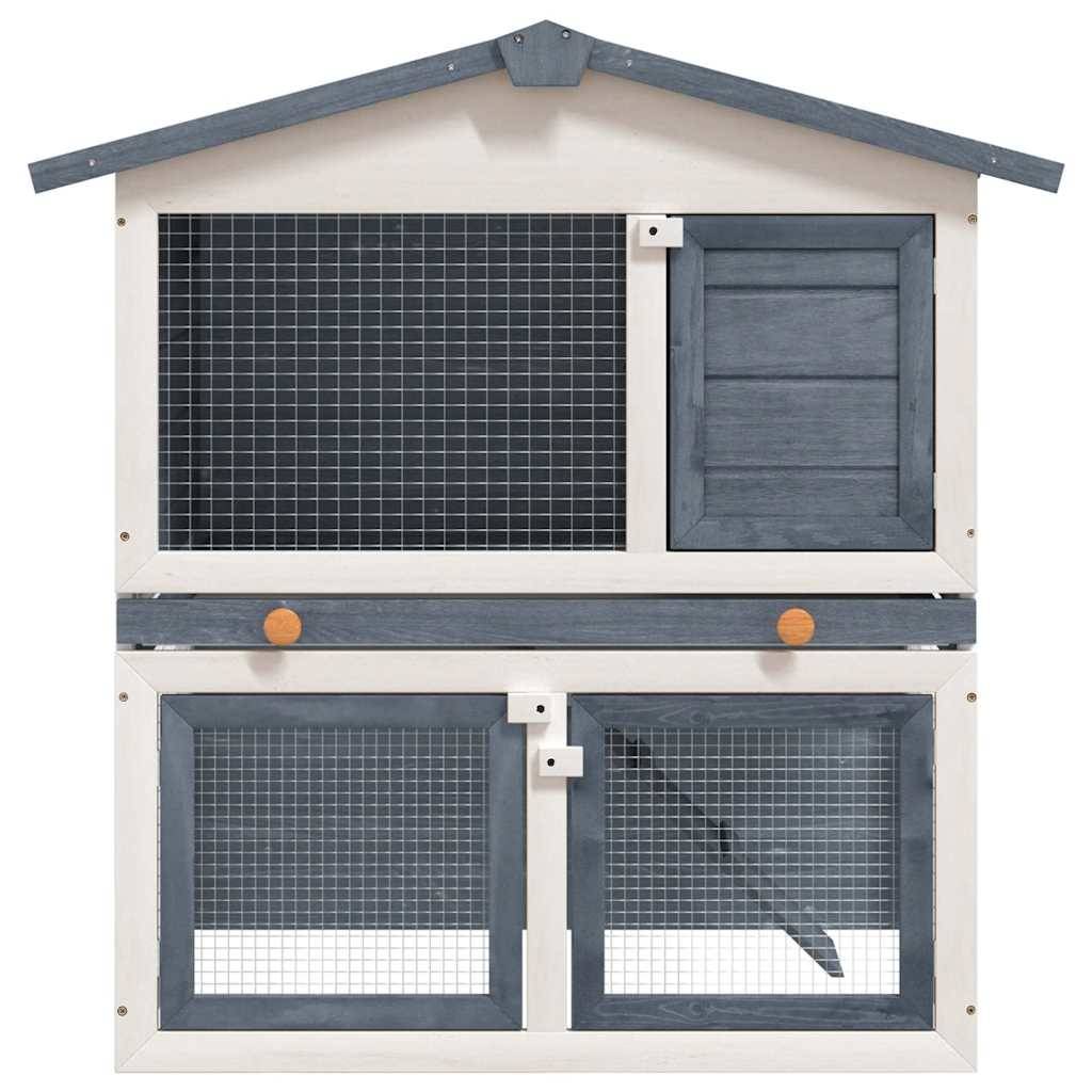 Clapier d'extérieur - Cage d'extérieur 3 portes Gris Bois rj506