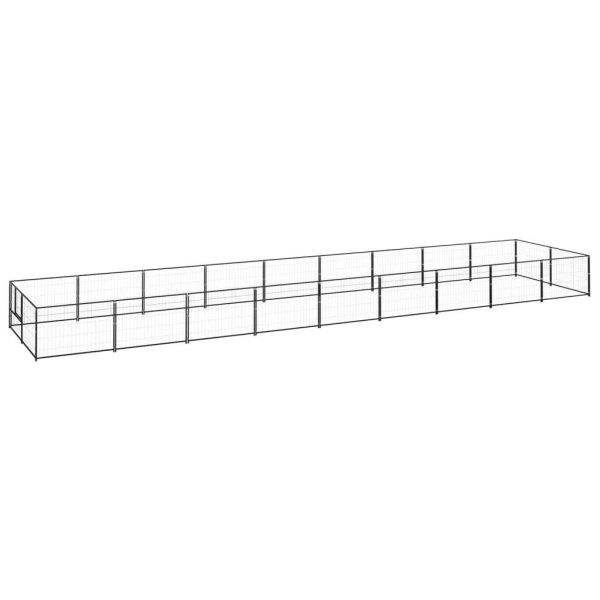 Chenil extérieur cage enclos parc animaux chien noir 18 m² acier