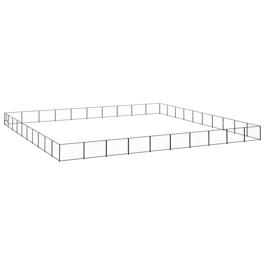 Chenil Extérieur pour Chien Acier Modulable Grand Espace 100 m² Noir – ComfortXL Outdoor Living