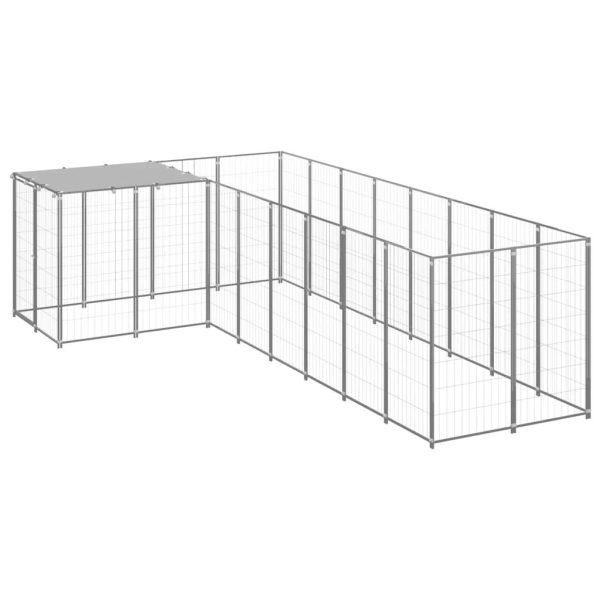 Chenil extérieur 6,05 m² acier avec toit de protection pour jardin Argenté – ComfortXL Outdoor Living Chenil extérieur 6,05 m² acier avec toit de protection pour jardin Argenté – ComfortXL Outdoor Living