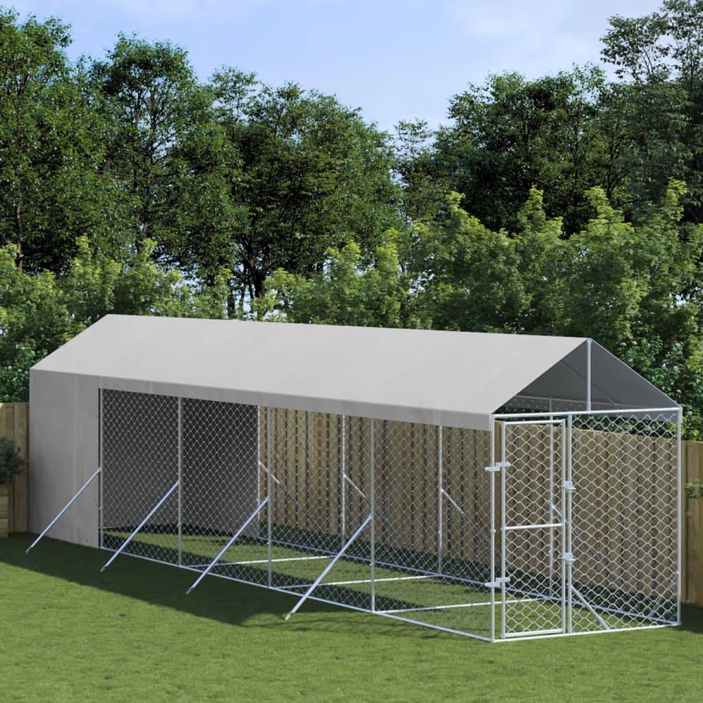Chenil Extérieur Acier Galvanisé avec Toit et Parois Jardin 2x10x2,5 m – ComfortXL Outdoor Living