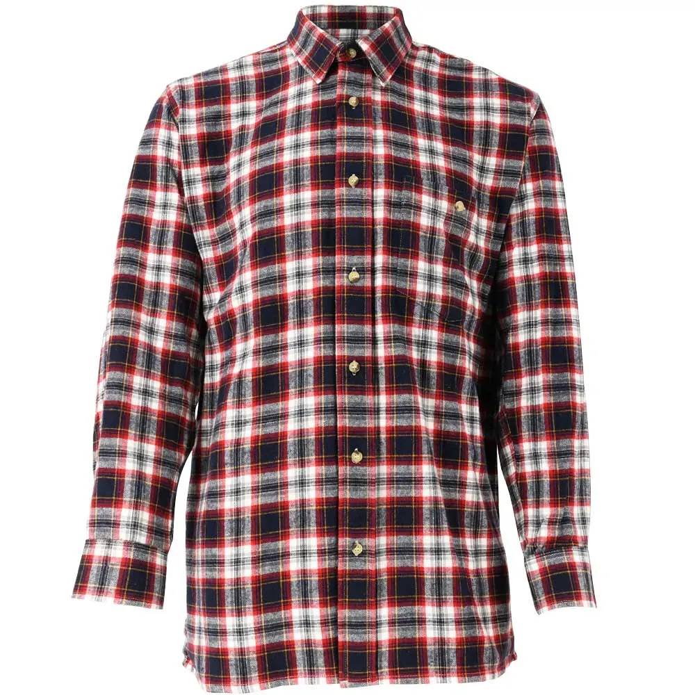 Chemise droite longue à carreaux bordeaux coton S à 4XL